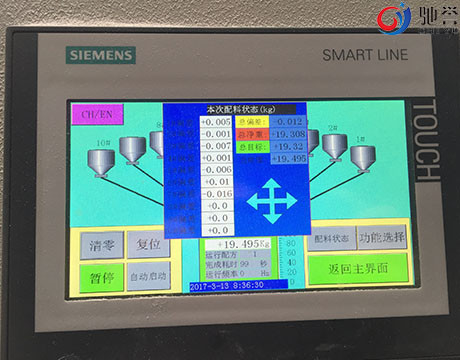 Máquina de dosificación de procesamiento por lotes por lotes automática de los añadidos para el proceso estadístico del extrusor del tubo del PVC que suela la cadena de producción